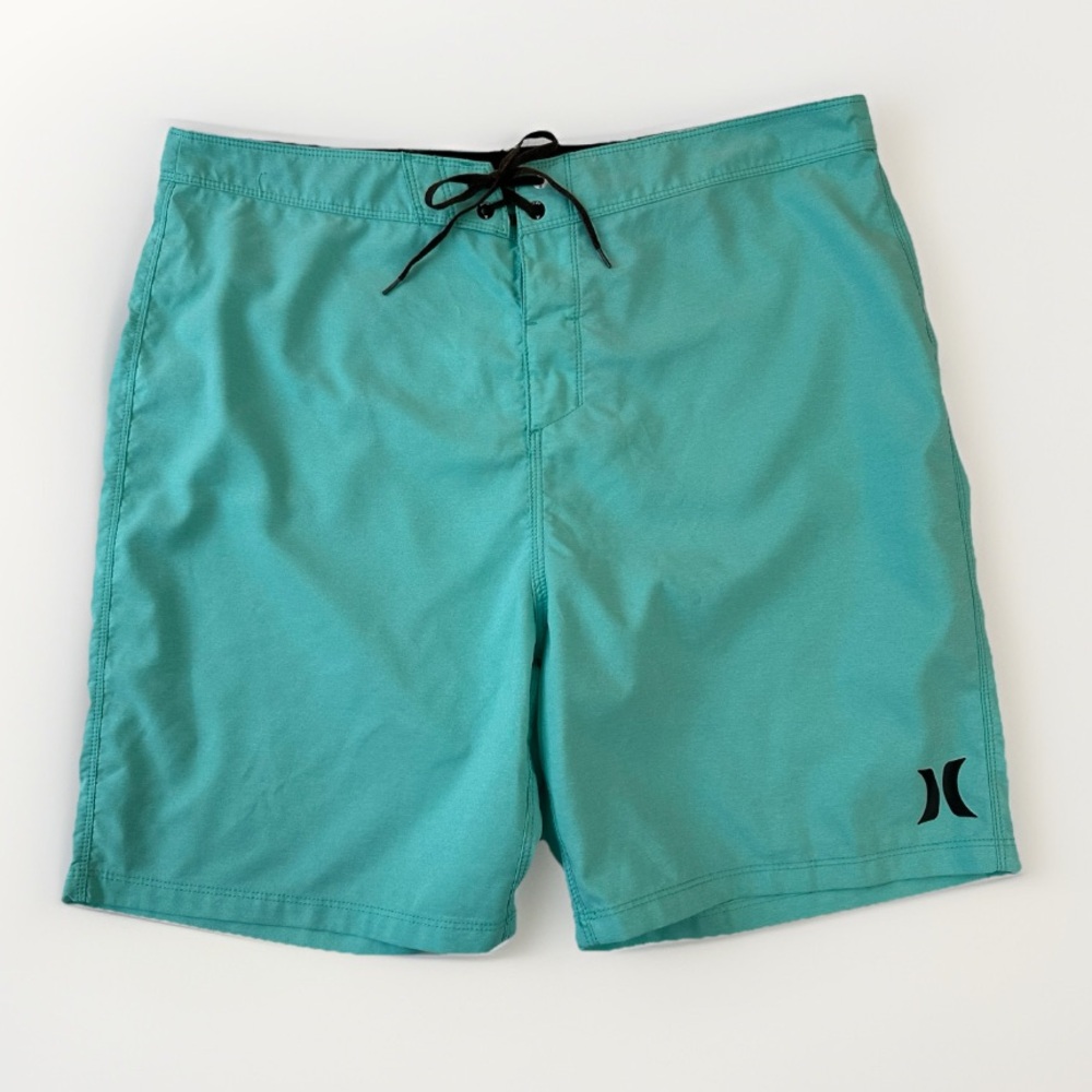 Hurley Board Shorts Teal 7” Inseam Tie Waist Swim Bathing Suit Men’s‎ Size 36